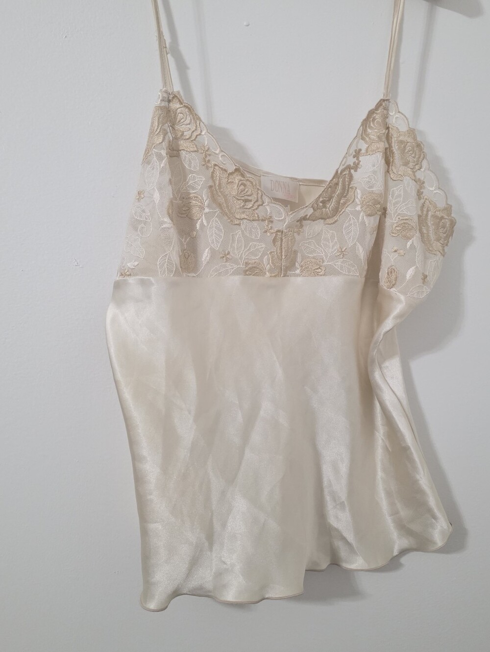 Silky Lace-Trim Cream Camisole